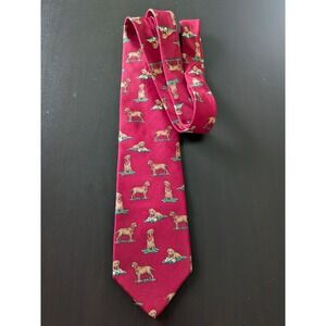 Vintage Alynn Neckwear Tie 58" Chocolate‎ Labrador Dog All Over Silk USA Made